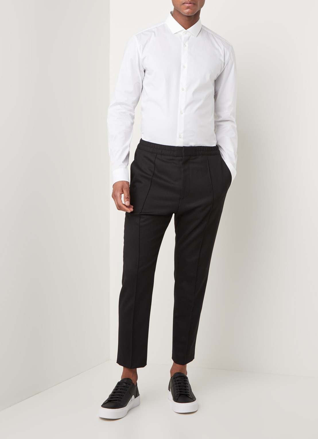 HUGO BOSS Erondo Extra slim fit overhemd met stretch - voorkant 4 wit
