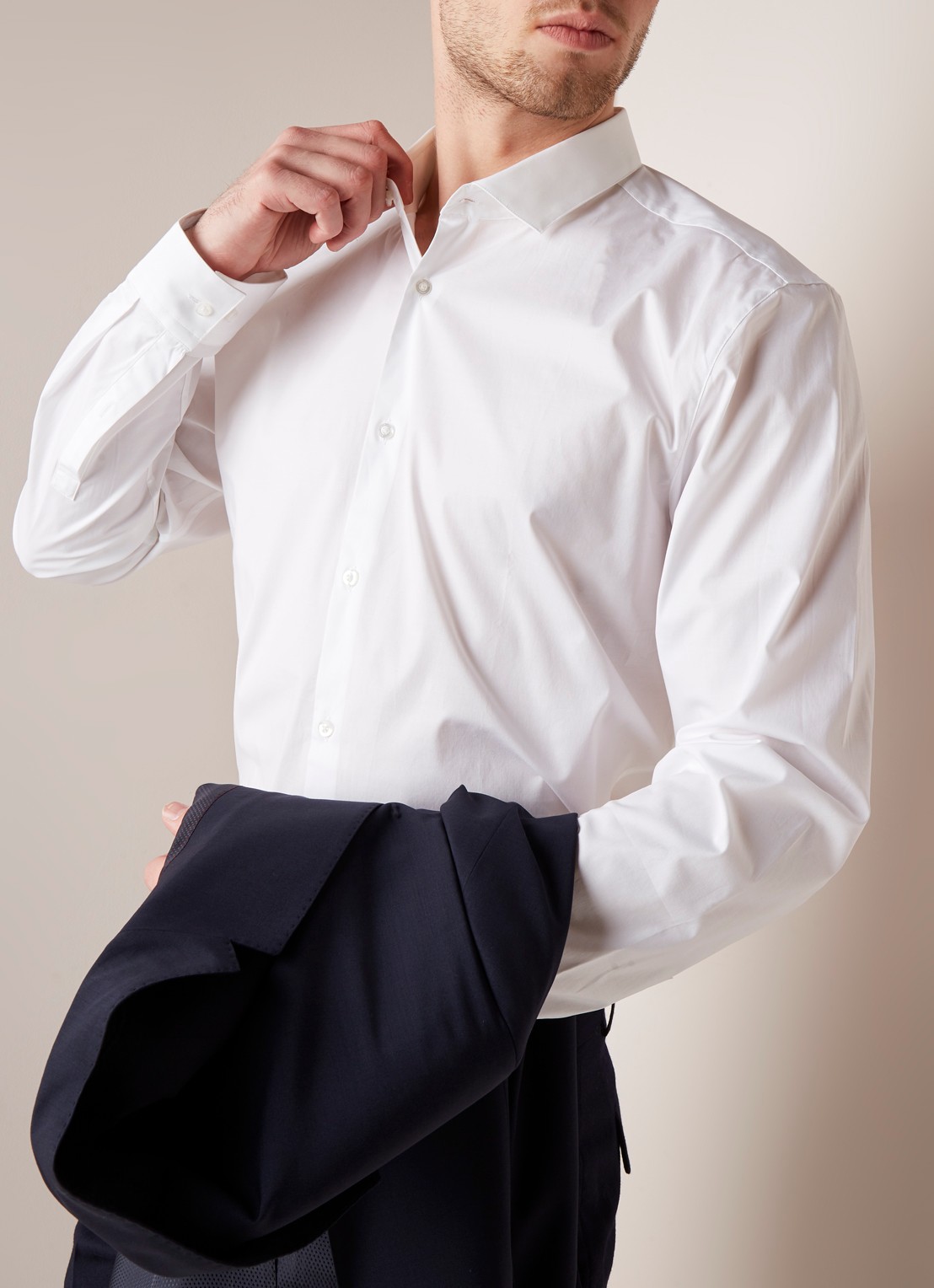 HUGO BOSS Erondo Extra slim fit overhemd met stretch - detail 4 wit