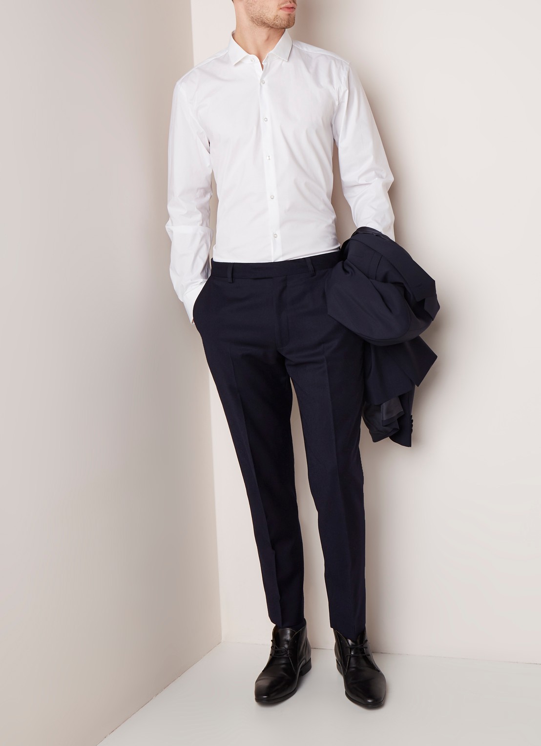 HUGO BOSS Erondo Extra slim fit overhemd met stretch - voorkant 2 wit