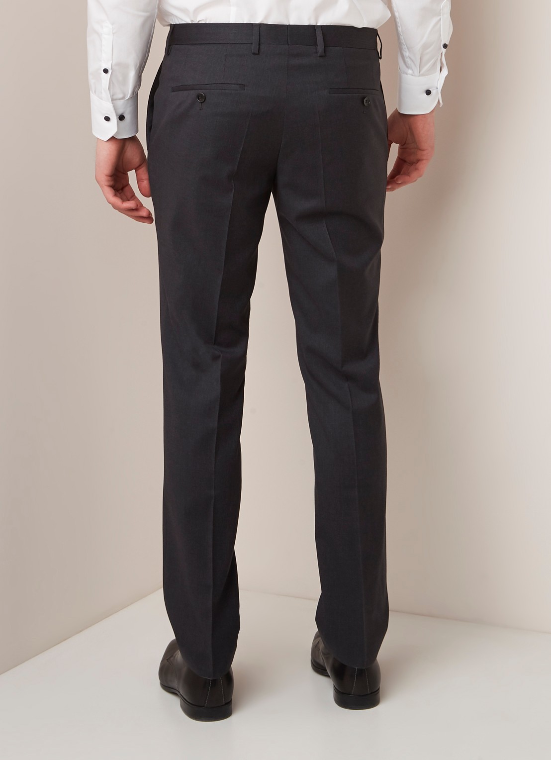 HUGO BOSS Gibson_cyl slim fit pantalon van scheerwol - achterkant grijs