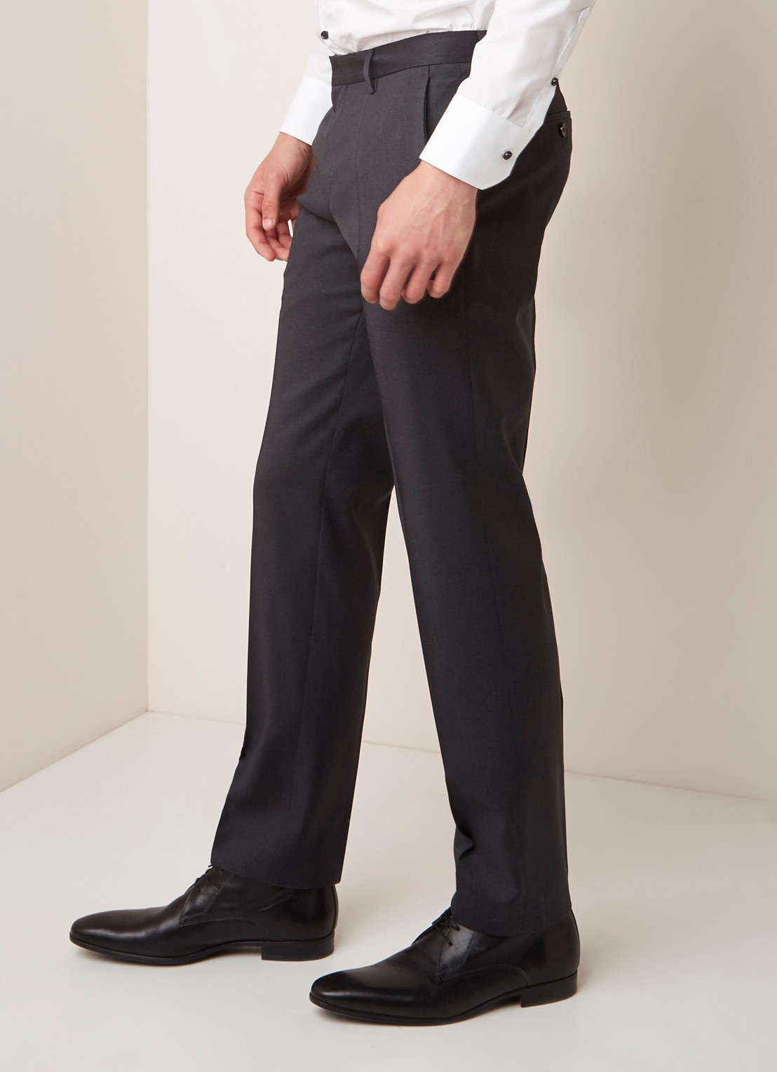 HUGO BOSS Gibson_cyl slim fit pantalon van scheerwol - detail 2 grijs