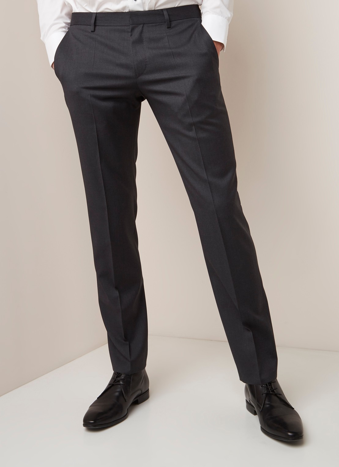 HUGO BOSS Gibson_cyl slim fit pantalon van scheerwol - detail 3 grijs