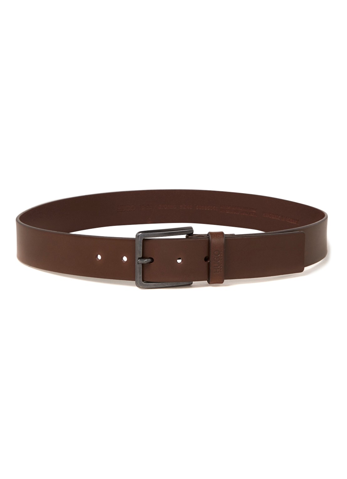 HUGO BOSS Gionio riem van leer  - voorkant donkerbruin