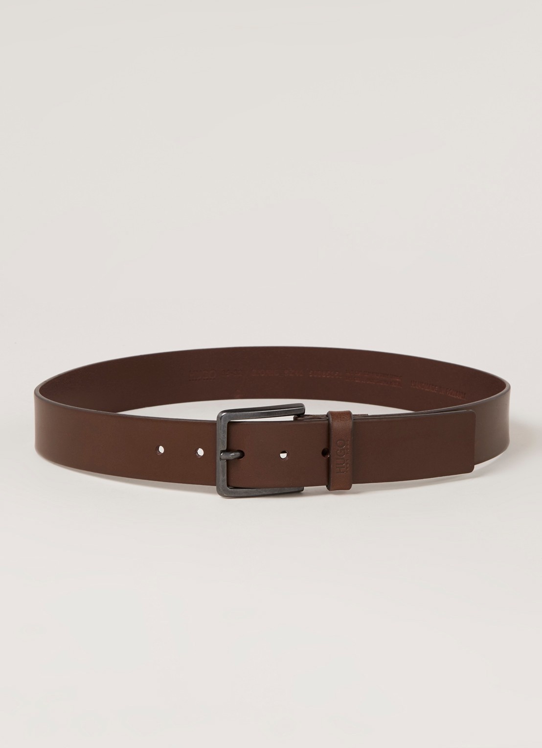 HUGO BOSS Gionio riem van leer  - voorkant 2 donkerbruin