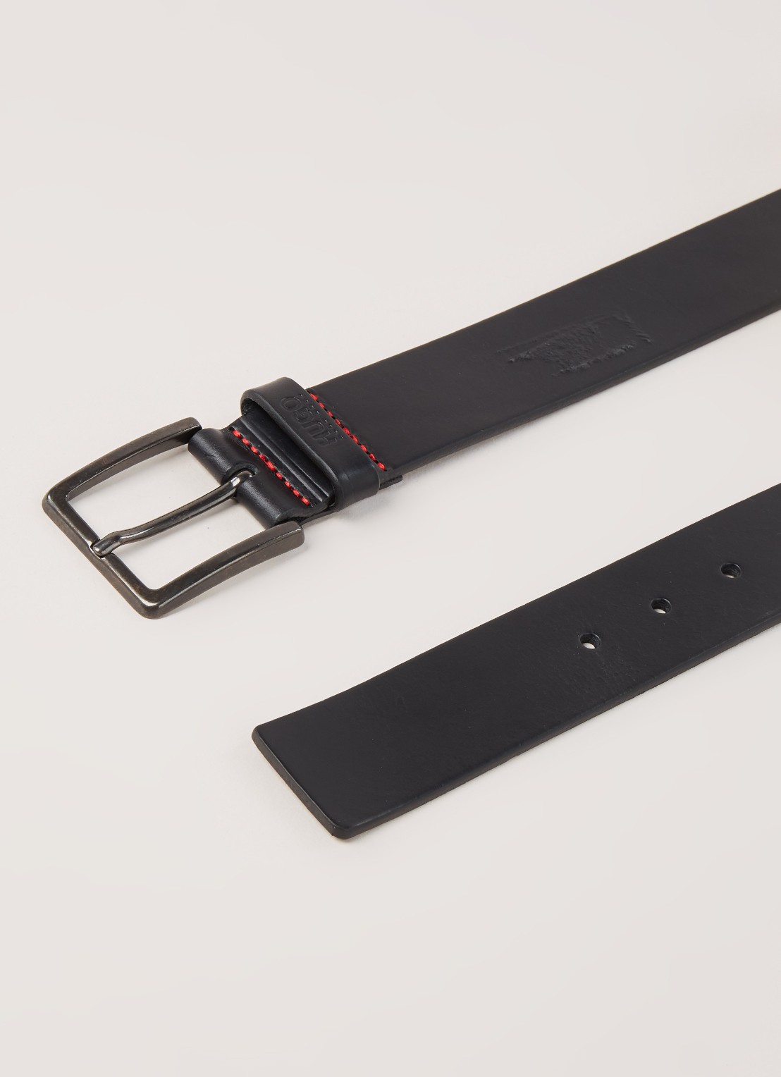 HUGO BOSS Gionio riem van leer  - detail 3 zwart