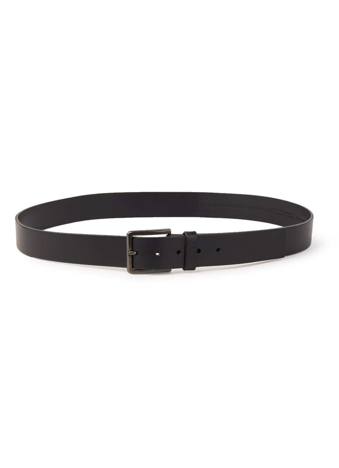 HUGO BOSS Gionio riem van leer  - voorkant zwart