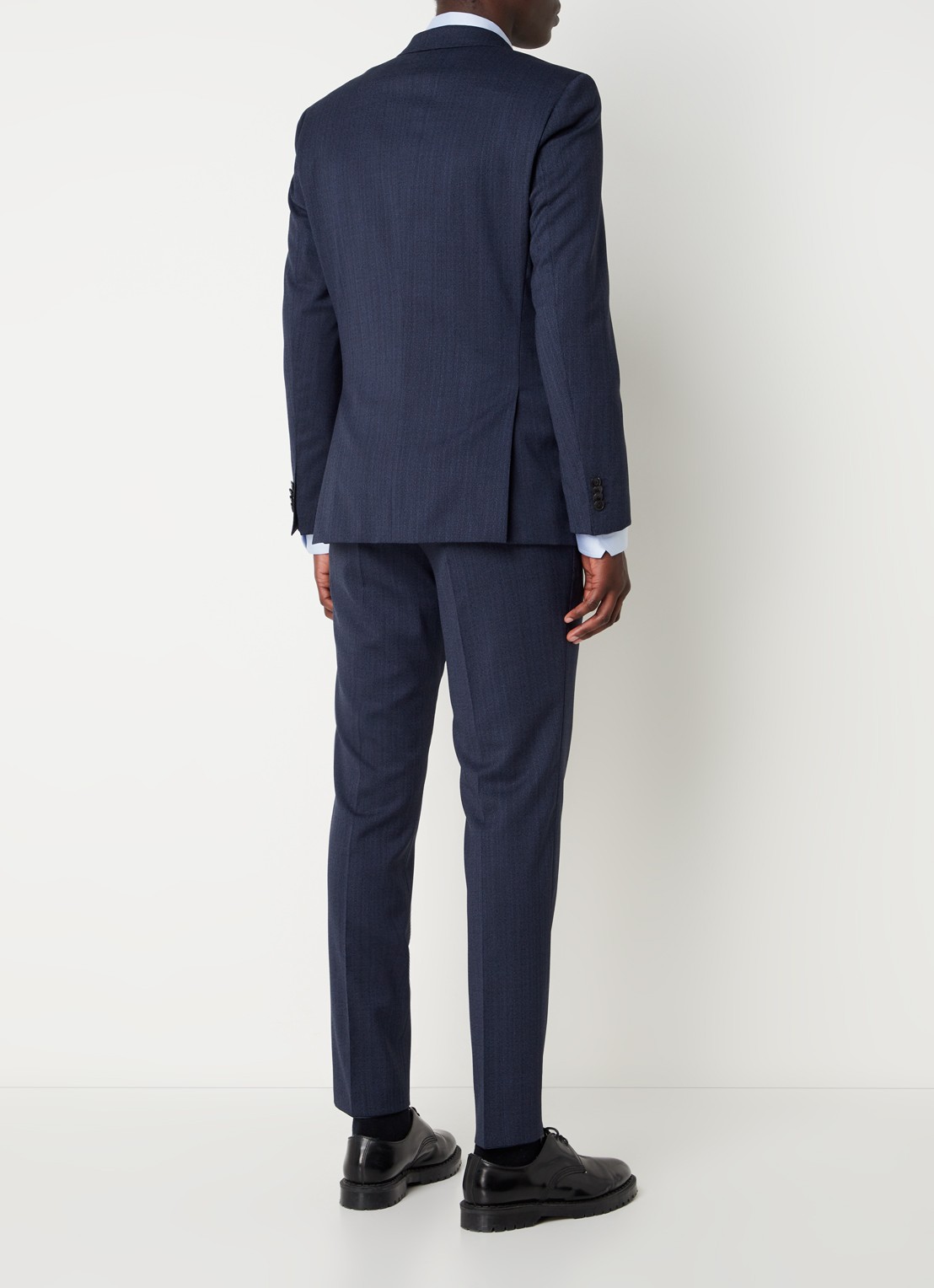 HUGO BOSS H-Huge slim fit 3-delig pak van wol met klepzakken  - achterkant donkerblauw