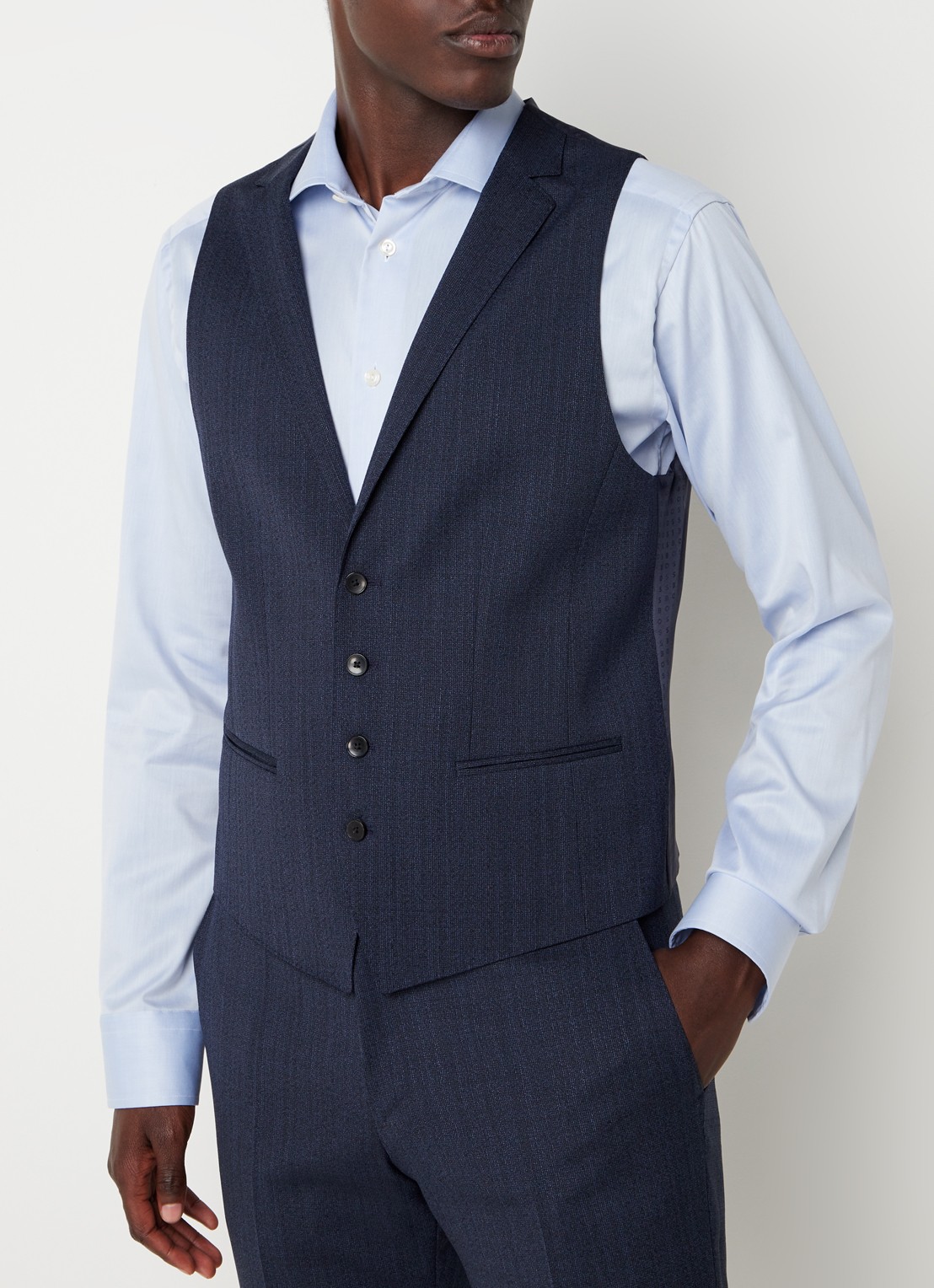 HUGO BOSS H-Huge slim fit 3-delig pak van wol met klepzakken  - detail 4 donkerblauw