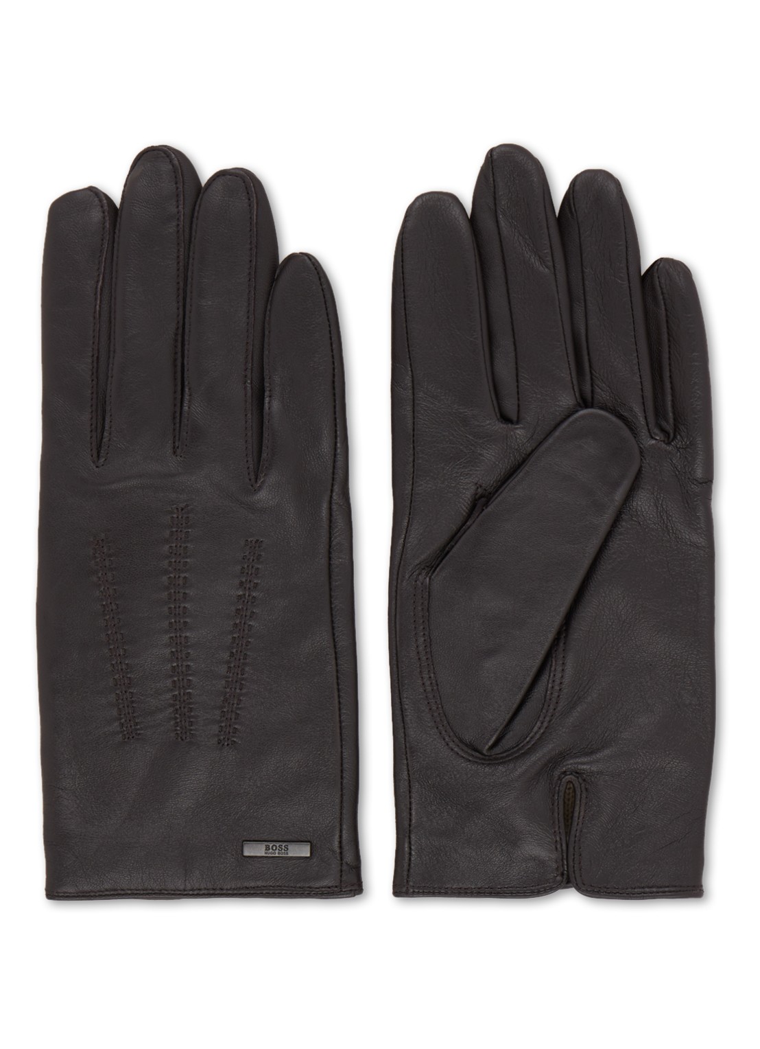 HUGO BOSS Hainz handschoenen van lamsleer - voorkant donkerbruin