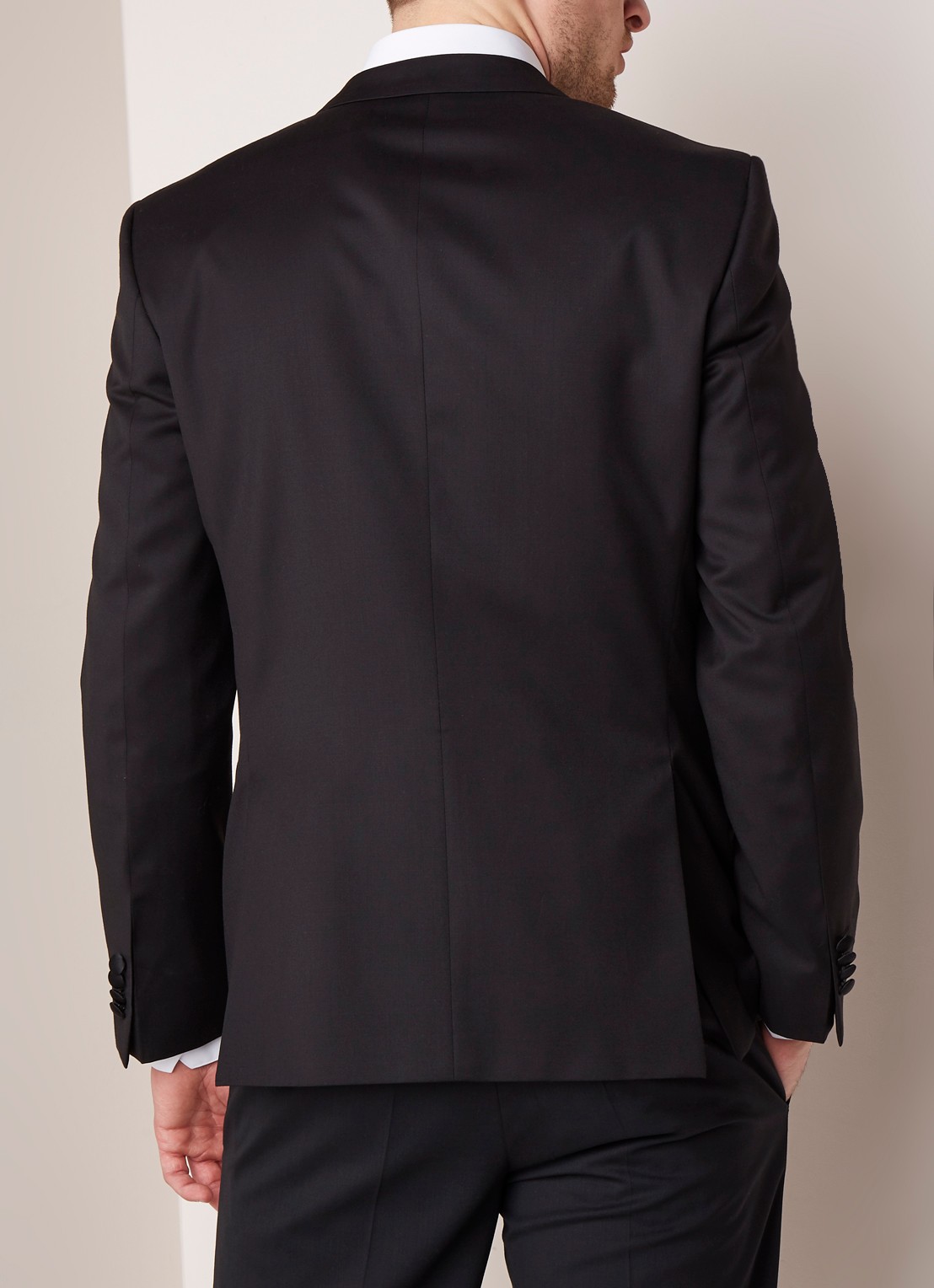 HUGO BOSS Halwod regular fit colbert met revers van satijn - achterkant zwart