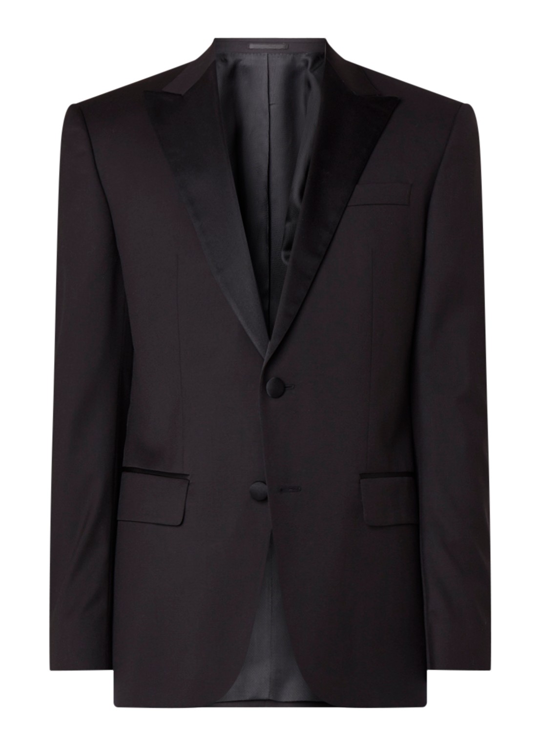 HUGO BOSS Halwod regular fit colbert met revers van satijn - voorkant 2 zwart