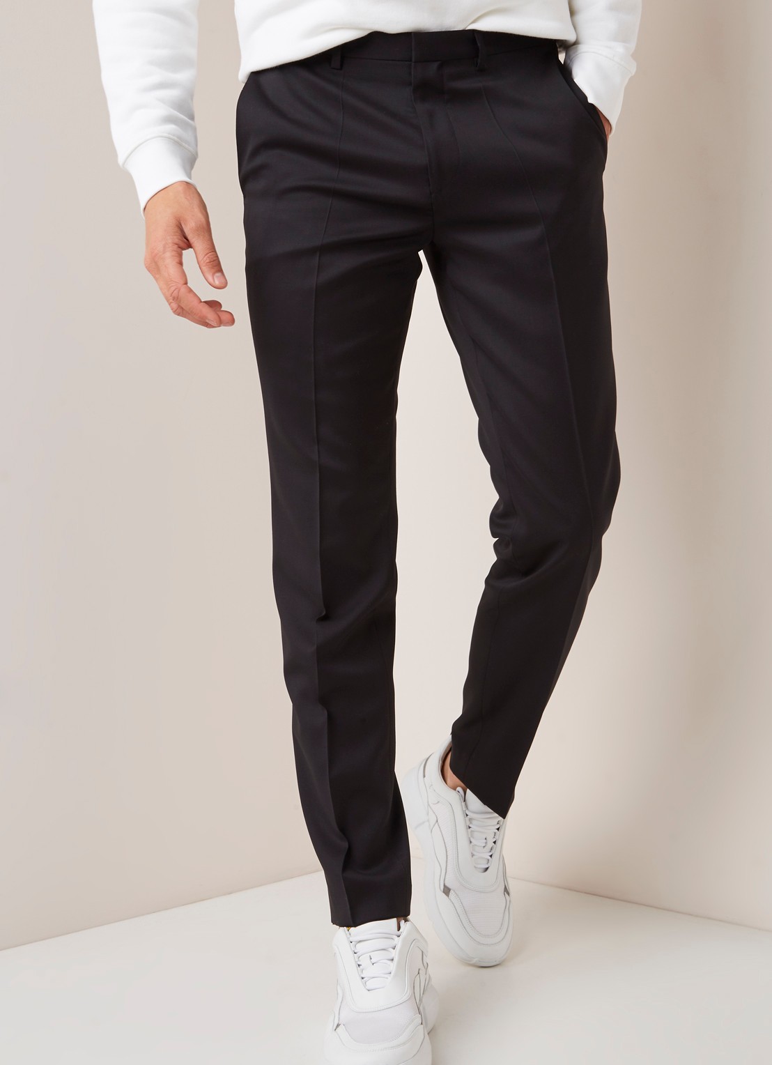HUGO BOSS Henford slim fit pantalon met persplooi - detail 5 zwart