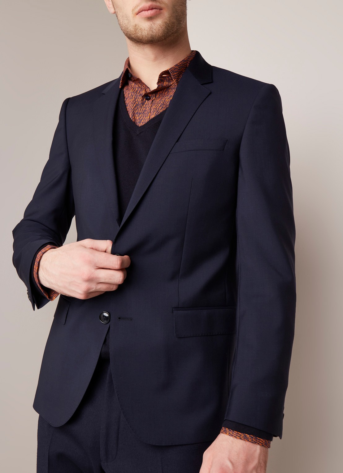 HUGO BOSS Henry slim fit colbert van wol - detail 2 donkerblauw