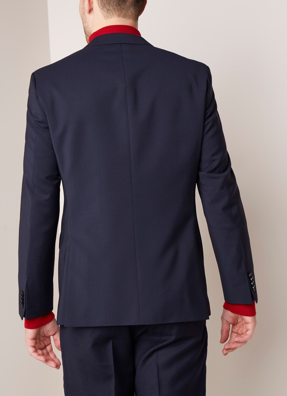 HUGO BOSS Jeffery regular fit colbert van scheerwol - achterkant 3 donkerblauw