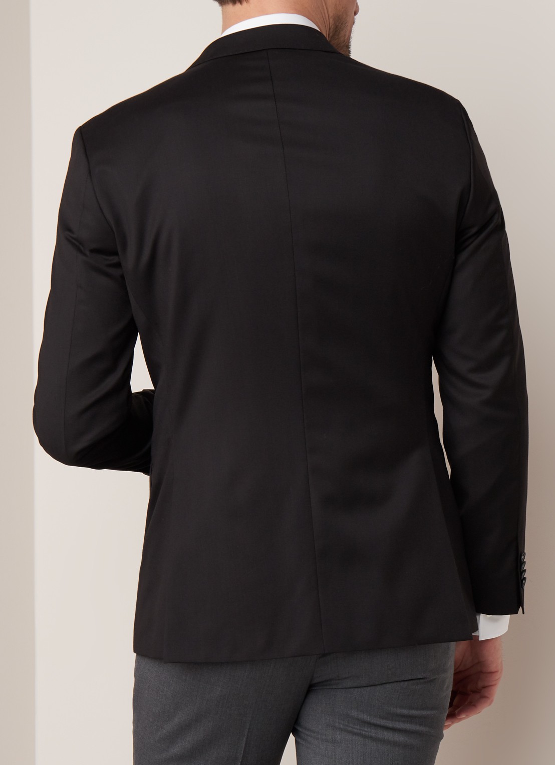 HUGO BOSS Johnstons1 regular fit colbert van scheerwol - achterkant zwart