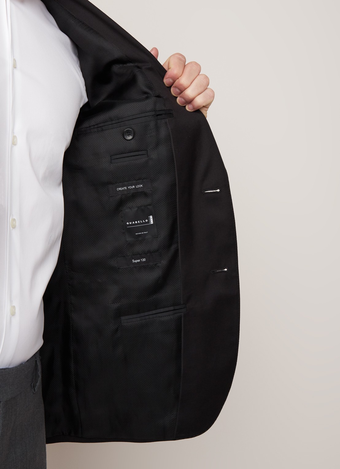 HUGO BOSS Johnstons1 regular fit colbert van scheerwol - detail 5 zwart