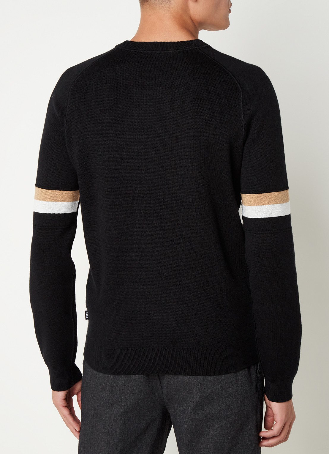 HUGO BOSS Lanius pullover met ingebreid logo - achterkant zwart