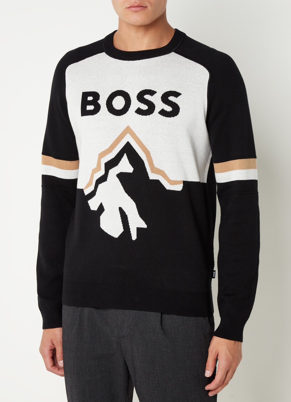 HUGO BOSS Lanius pullover met ingebreid logo - detail 2 zwart