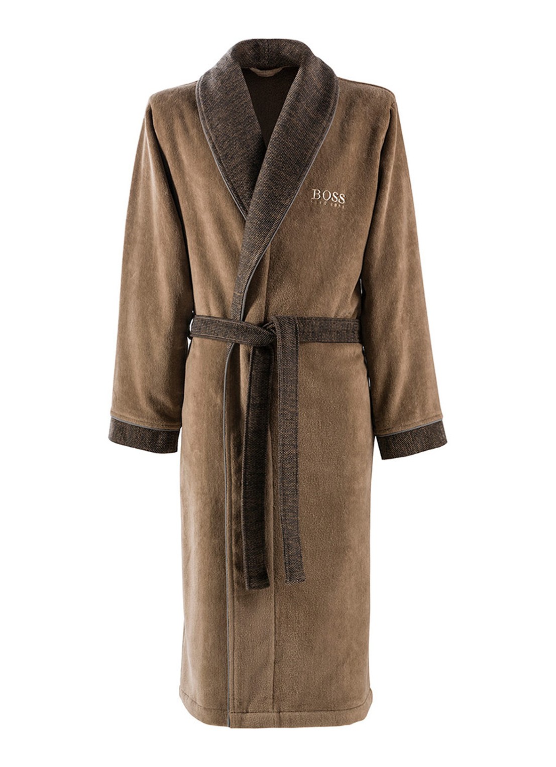 HUGO BOSS LORD badjas van katoen - voorkant bruin