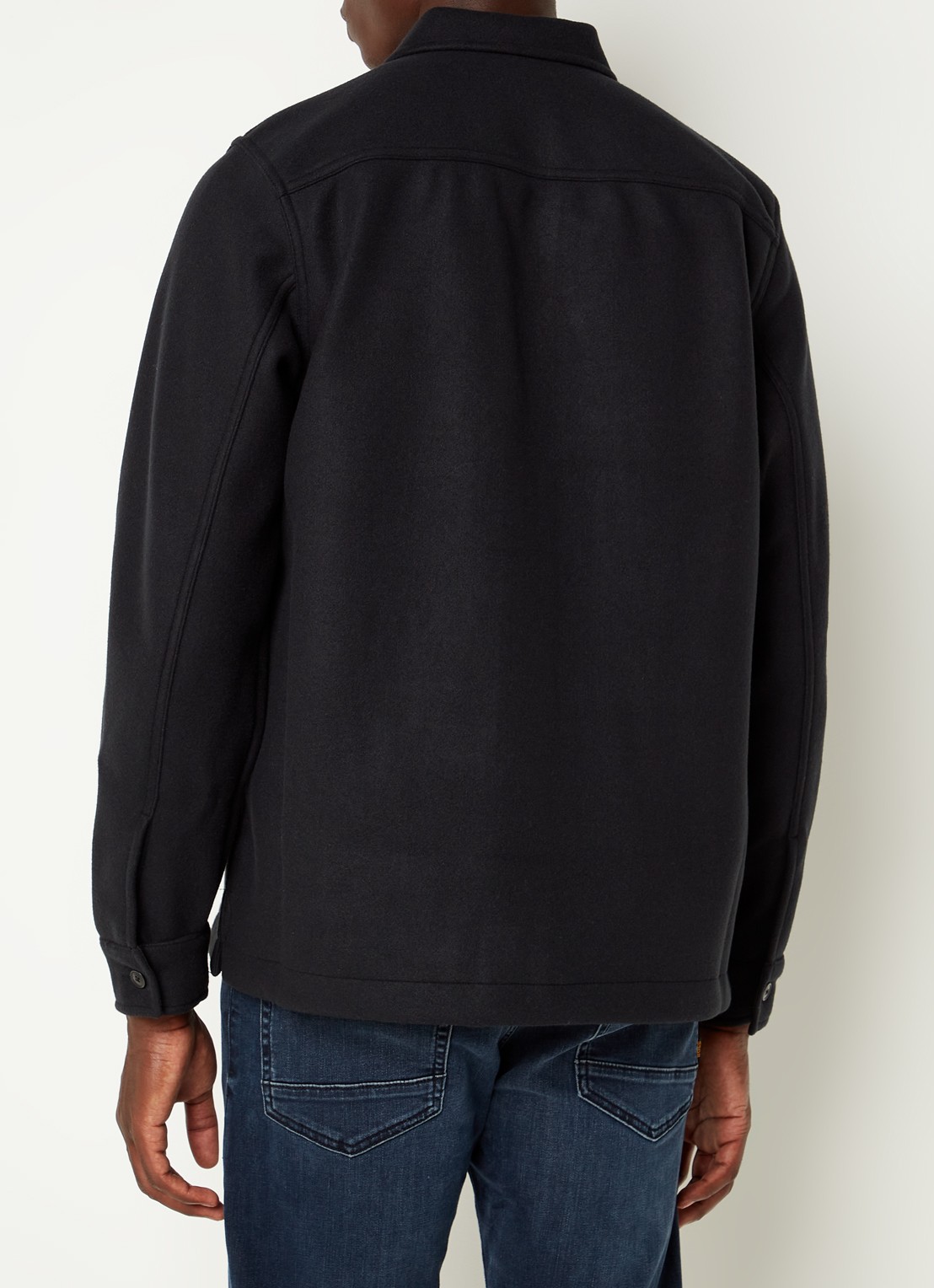 HUGO BOSS Lovvo overshirt van fleece met borstzakken - achterkant zwart