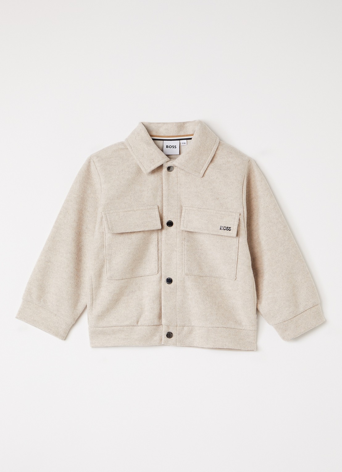 HUGO BOSS Overshirt in wolblend - voorkant 2 beige