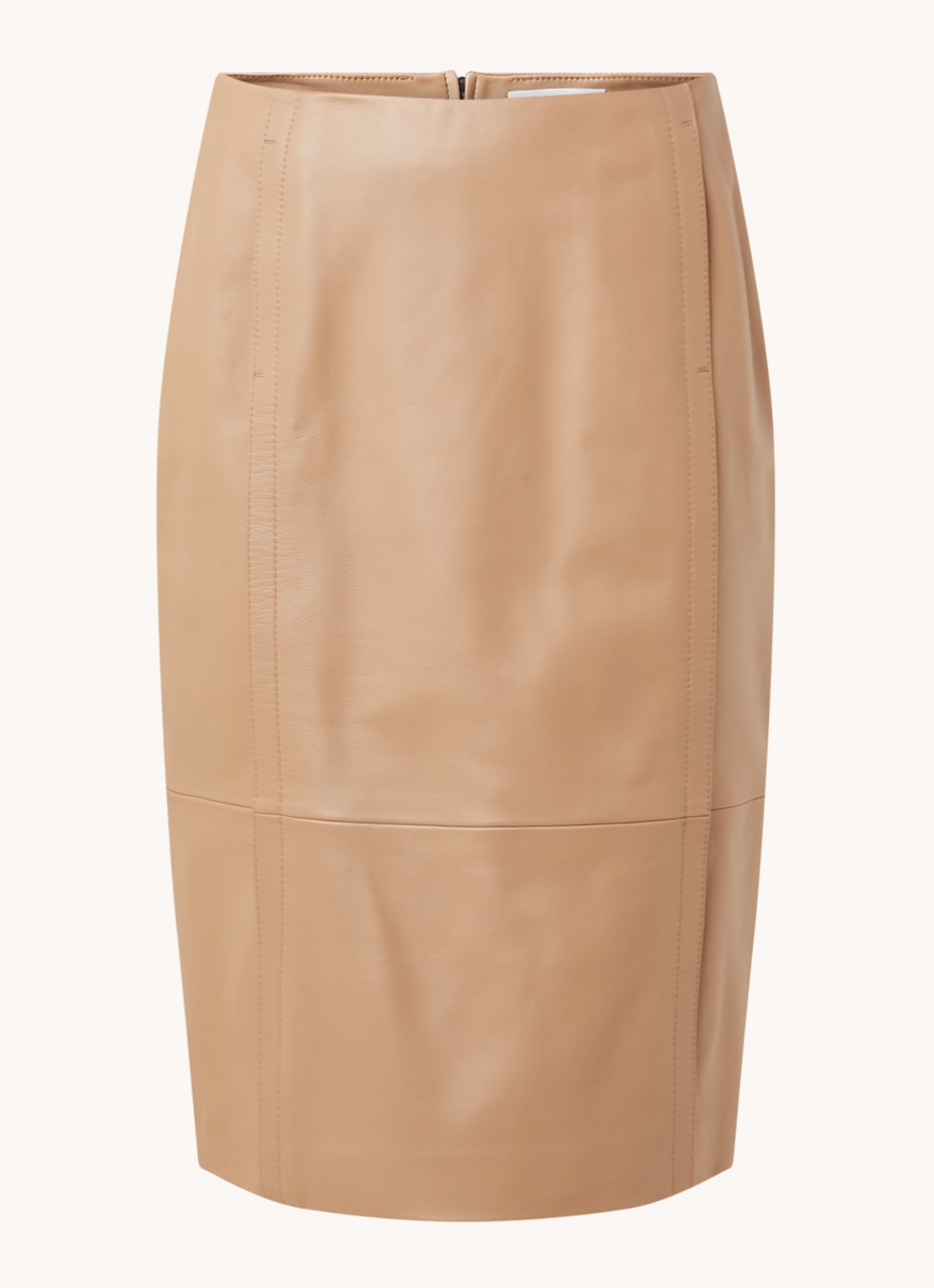 HUGO BOSS Sepassa midirok van leer met doorgestikte details - voorkant camel
