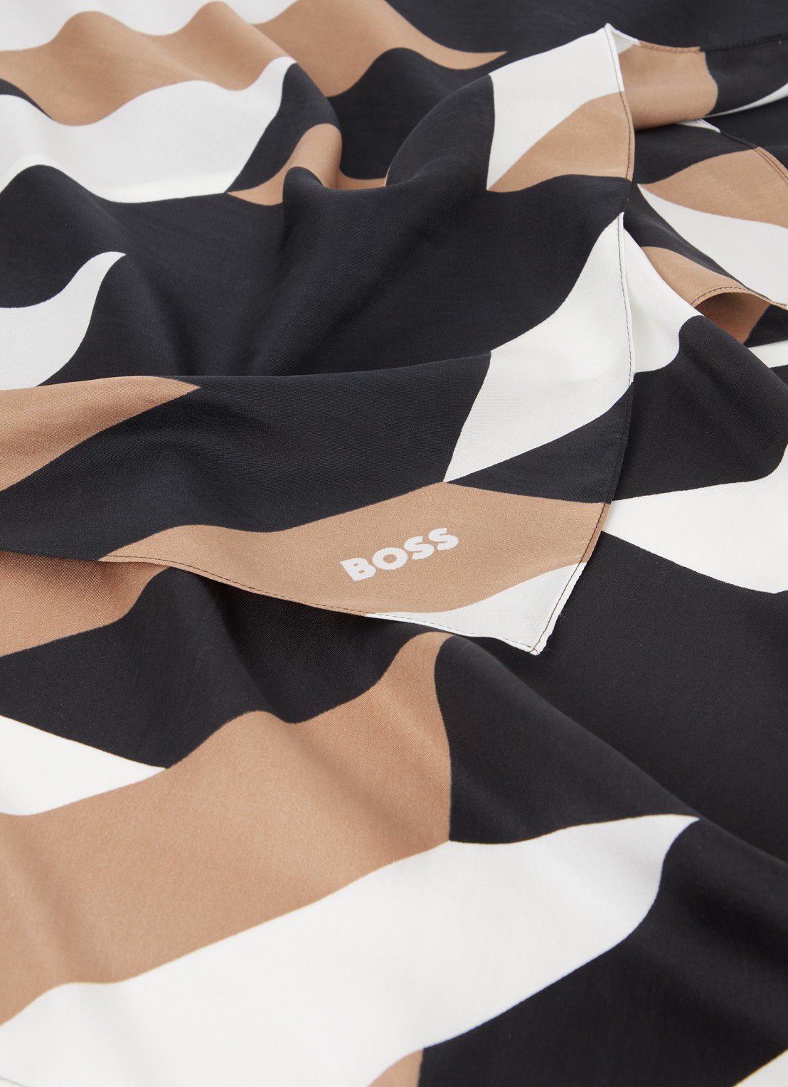 HUGO BOSS Sjaal van zijde 90 x 90 cm  - detail lichtbruin