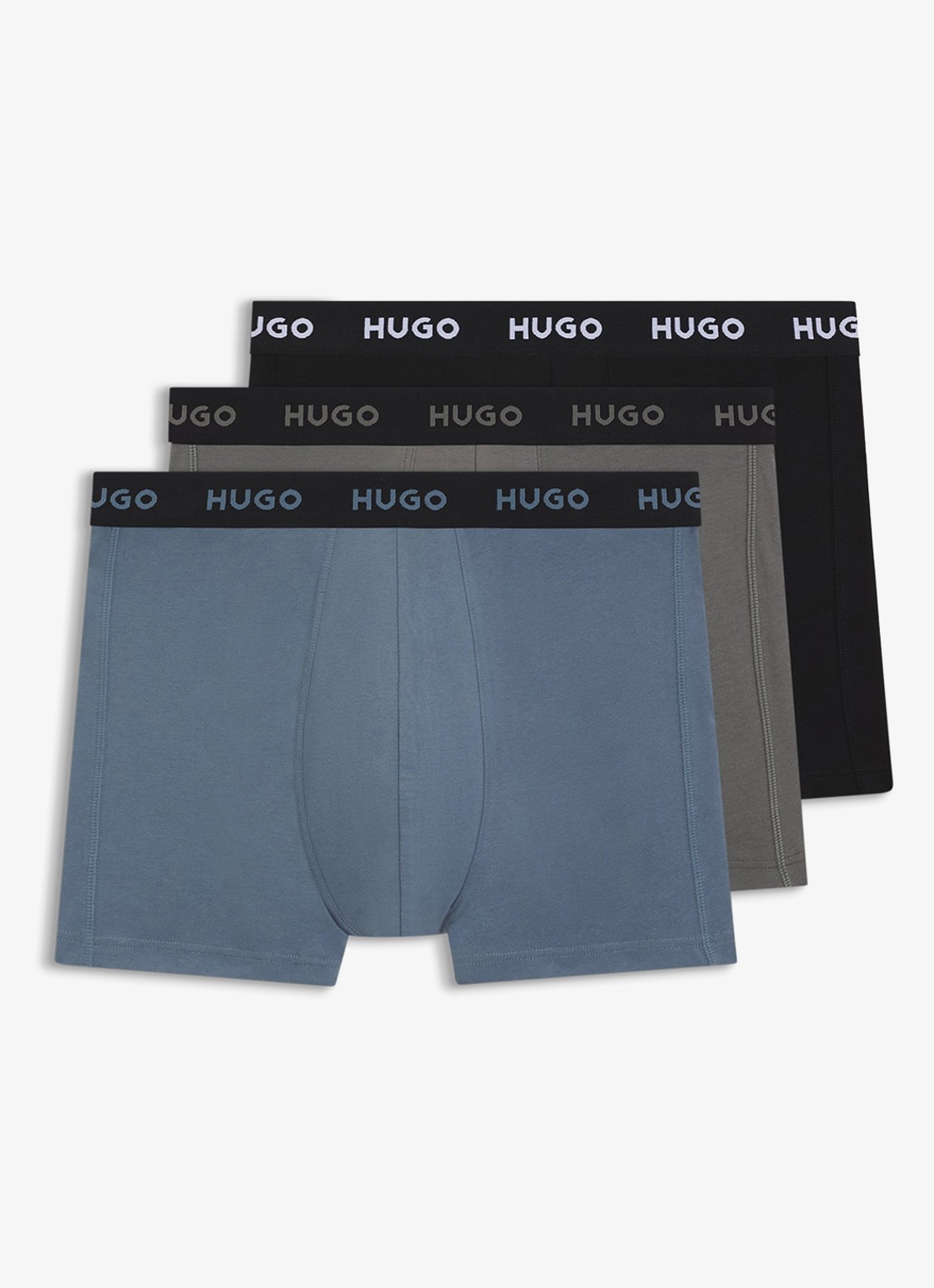 HUGO Boxershort met logoband in 3-pack - voorkant 4 donkerblauw