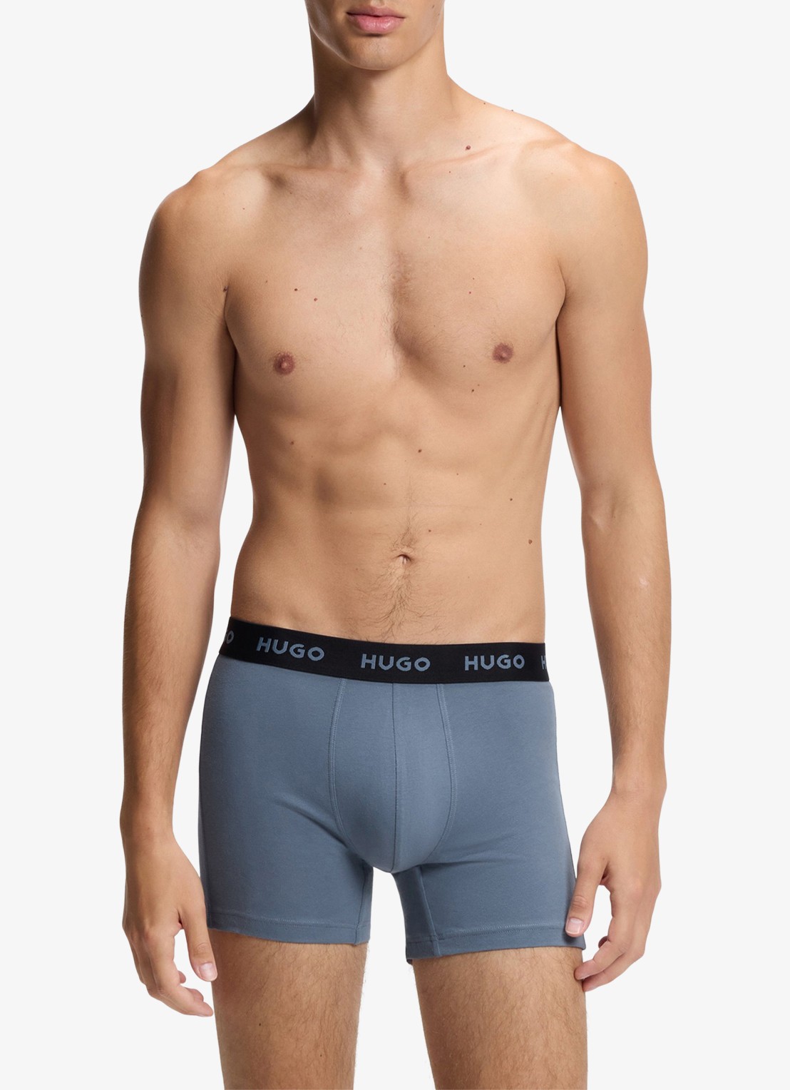 HUGO Boxershort met logoband in 3-pack - voorkant 5 donkerblauw