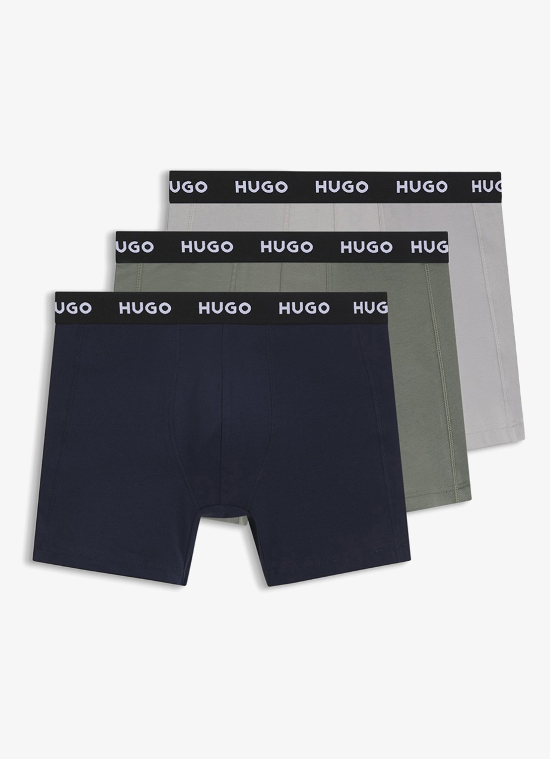 HUGO Boxershort met logoband in 3-pack - voorkant open grey-070 / grijs