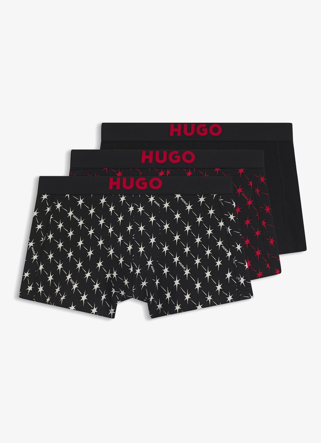 HUGO Boxershort met logoband in 3-pack - voorkant zwart
