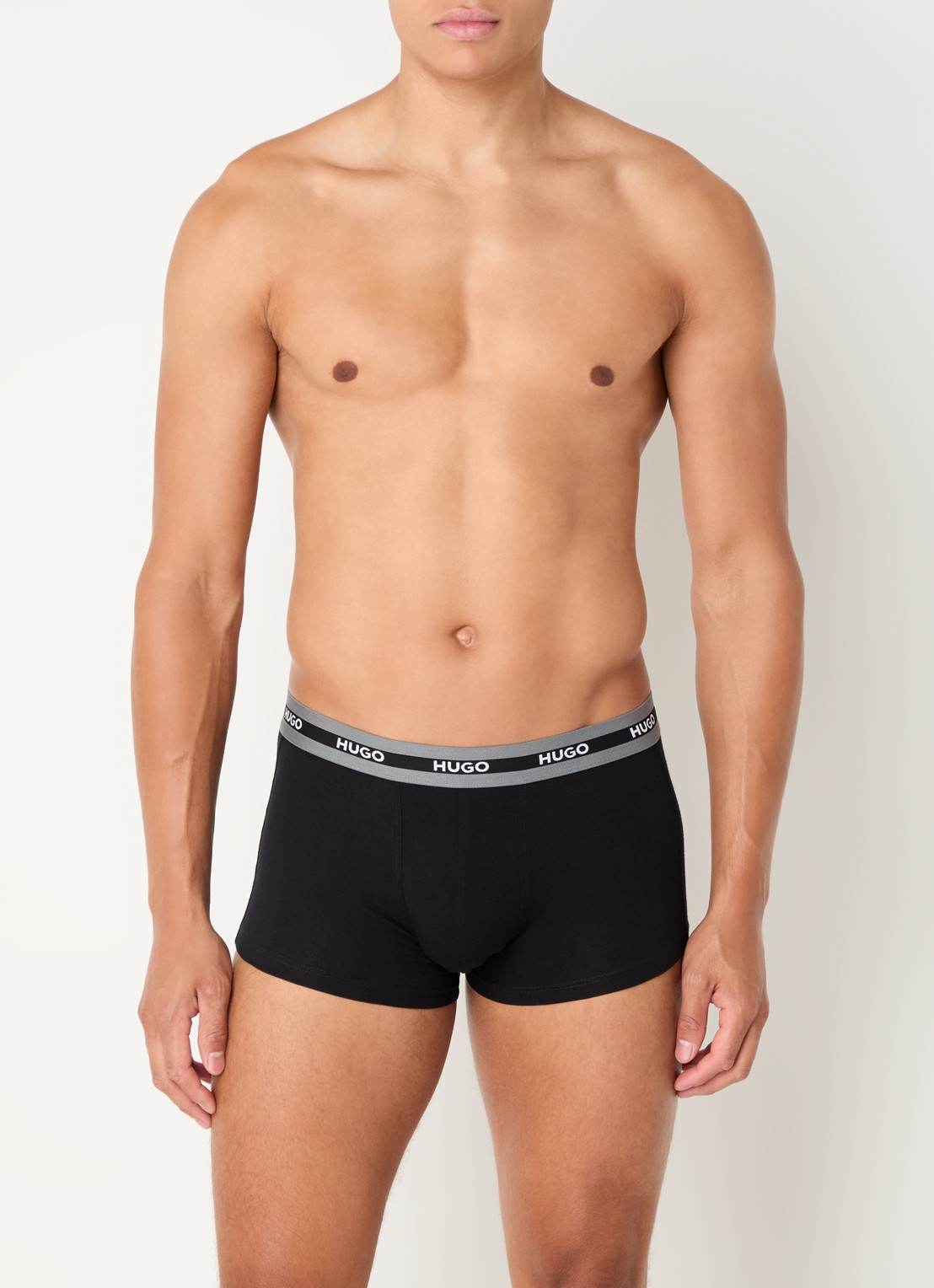 HUGO Boxershorts met logoband in 3-pack - voorkant 2 zwart
