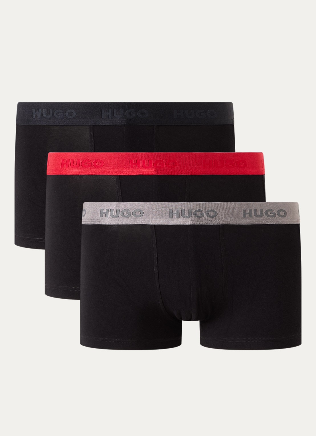 HUGO Boxershorts met logoband in 3-pack - voorkant 2 black-009 / zwart