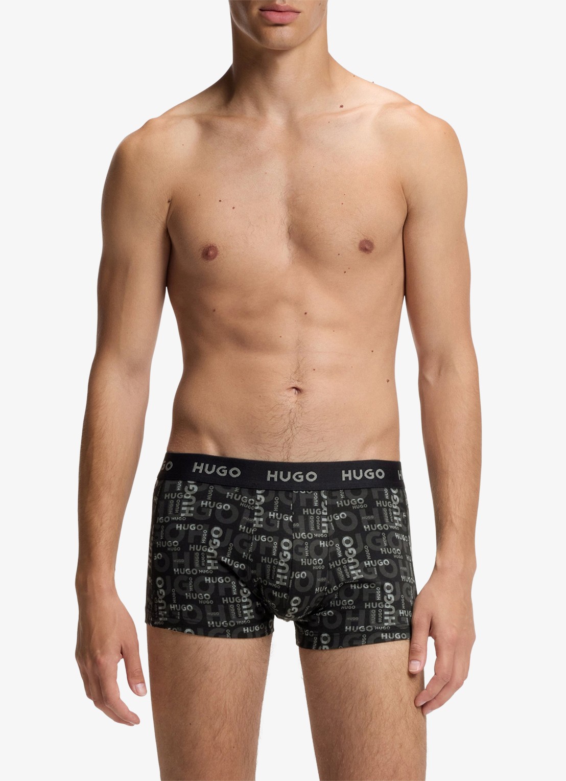 HUGO Boxershorts met logoband in 3-pack - voorkant 3 grijs