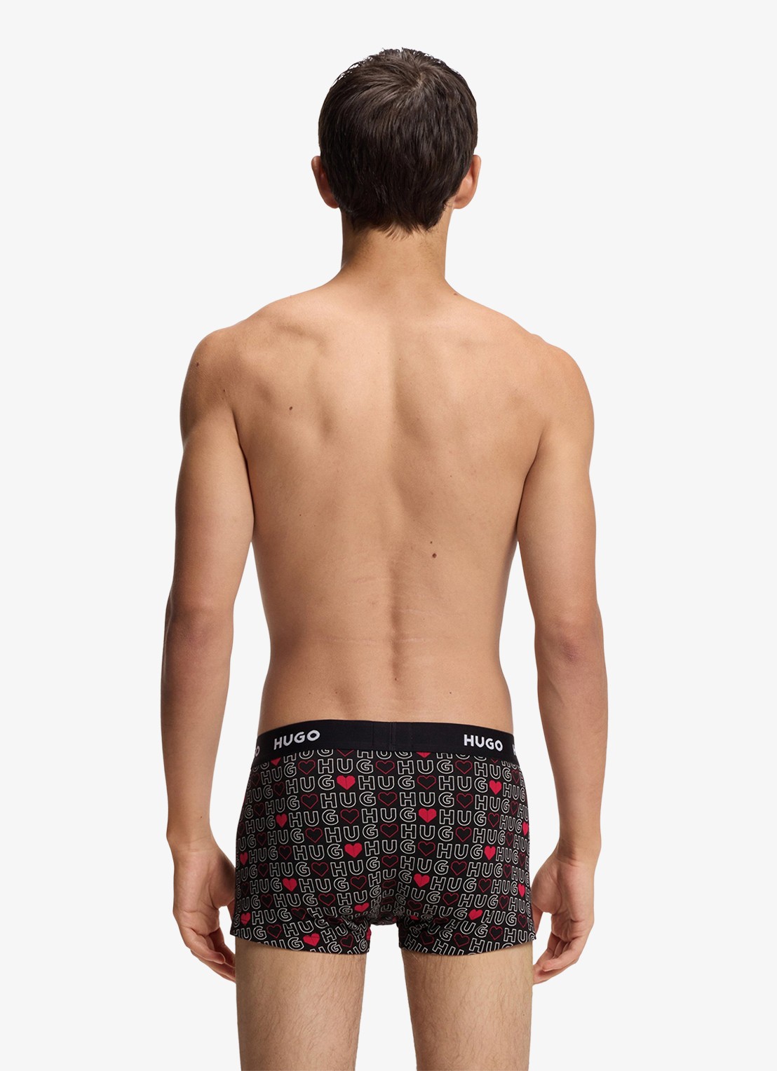 HUGO Boxershorts met logoband in 3-pack - achterkant kersenrood
