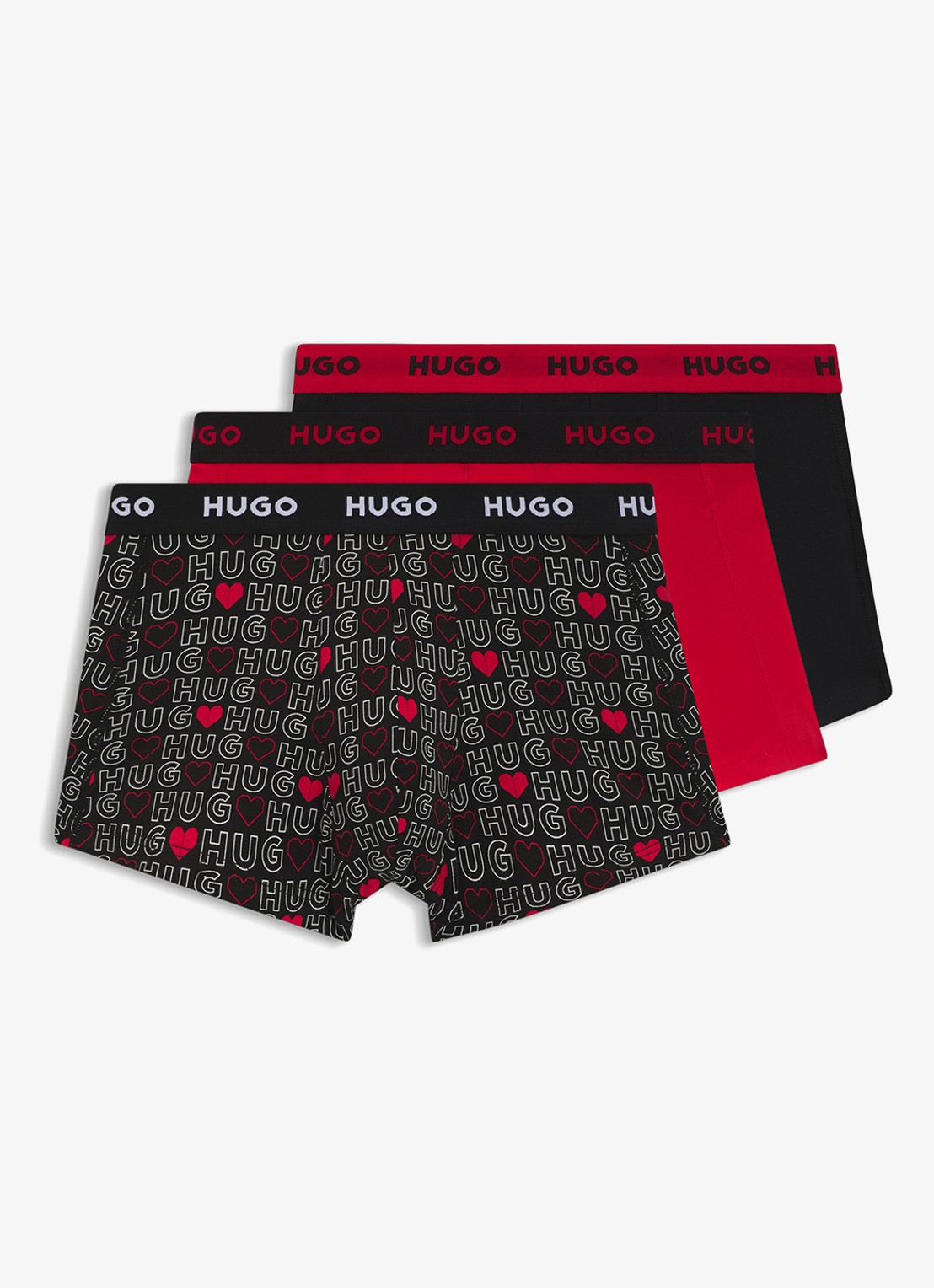 HUGO Boxershorts met logoband in 3-pack - voorkant 4 kersenrood