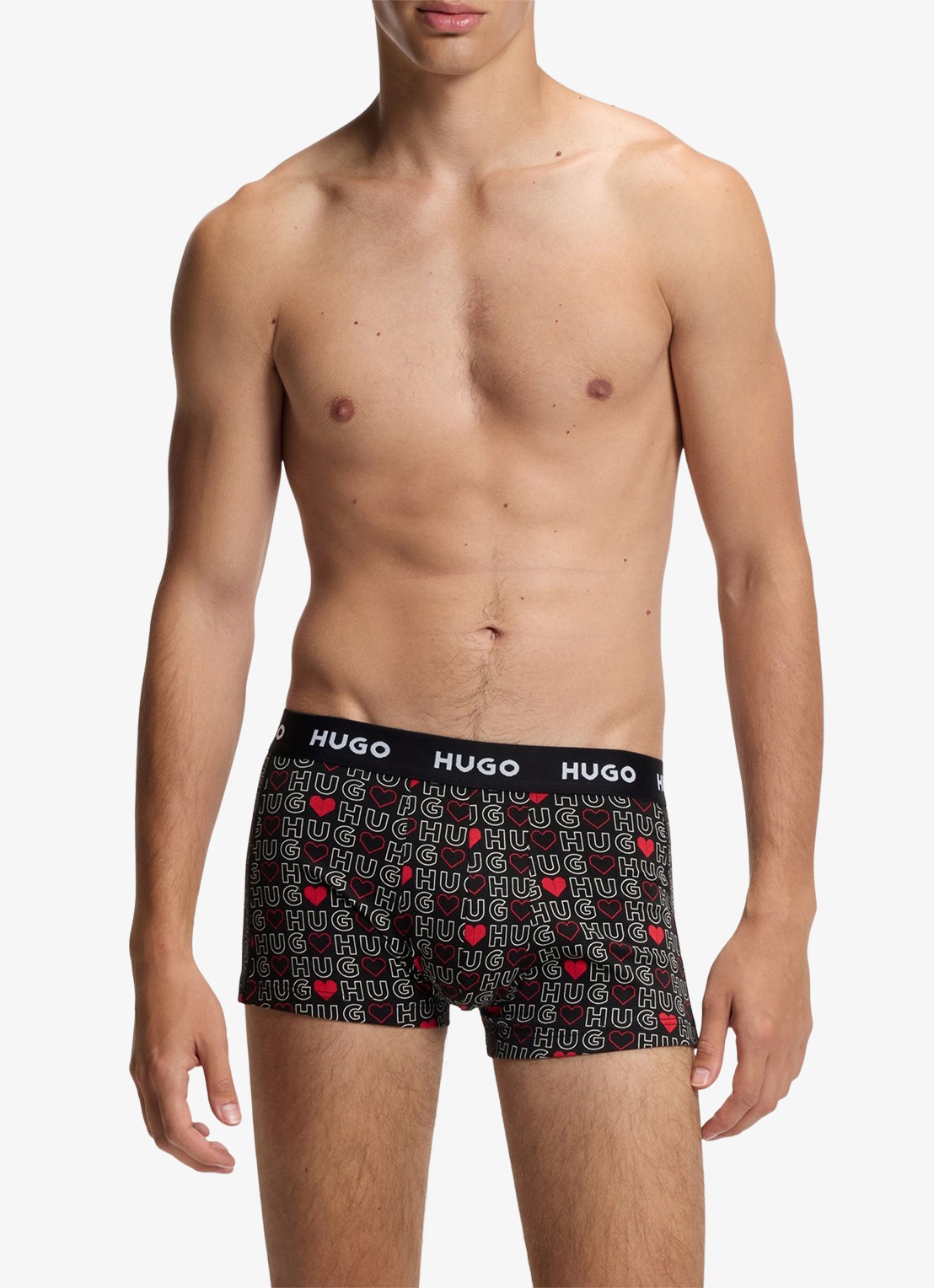 HUGO Boxershorts met logoband in 3-pack - voorkant 5 kersenrood