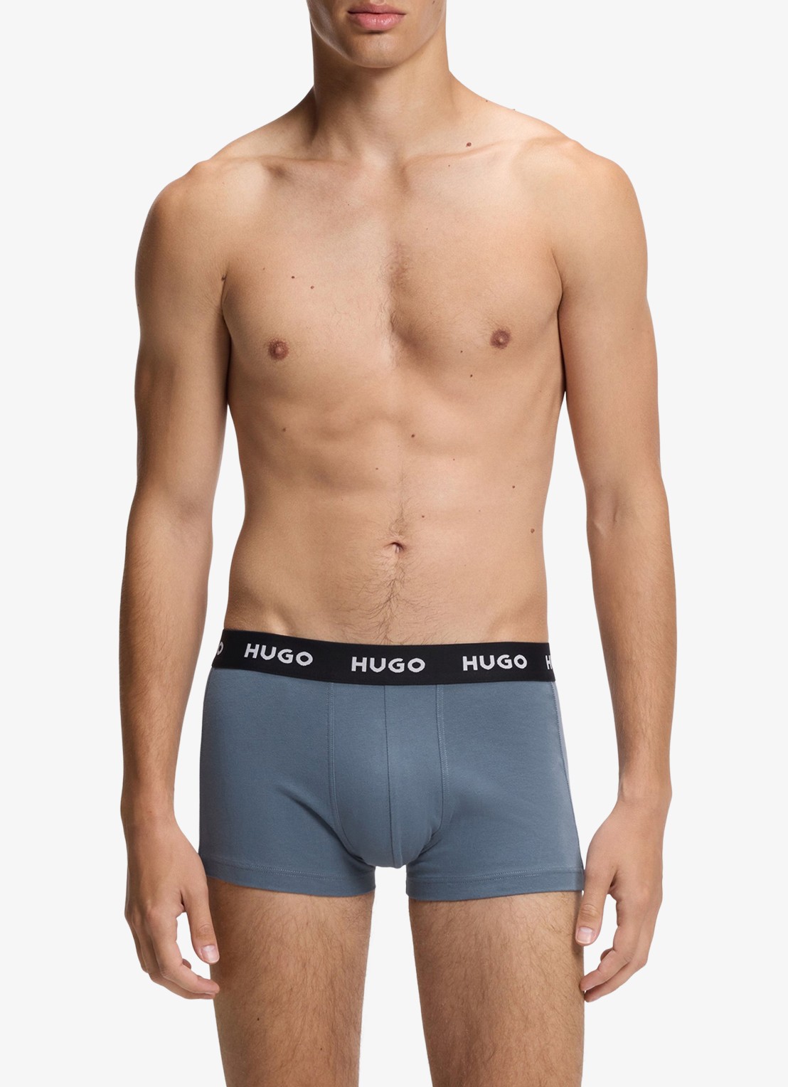 HUGO Boxershorts met logoband in 3-pack - voorkant 5 blauwgrijs