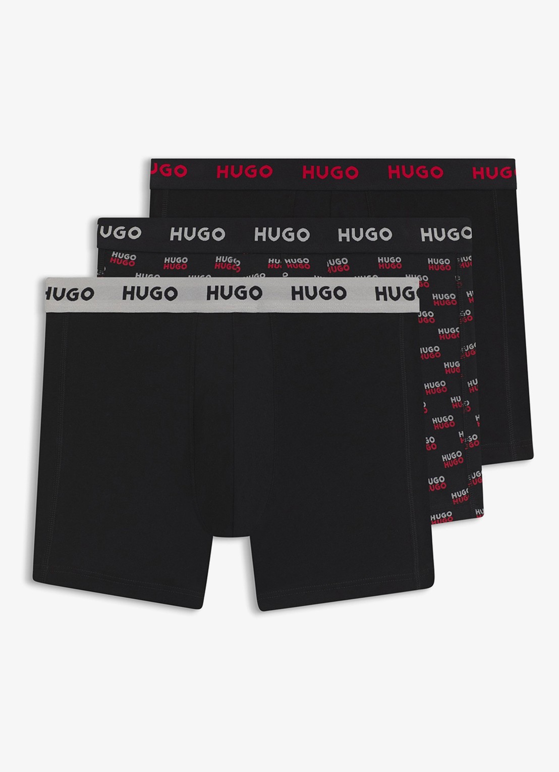 HUGO Boxershorts met logoband in 3-pack - voorkant 4 rood