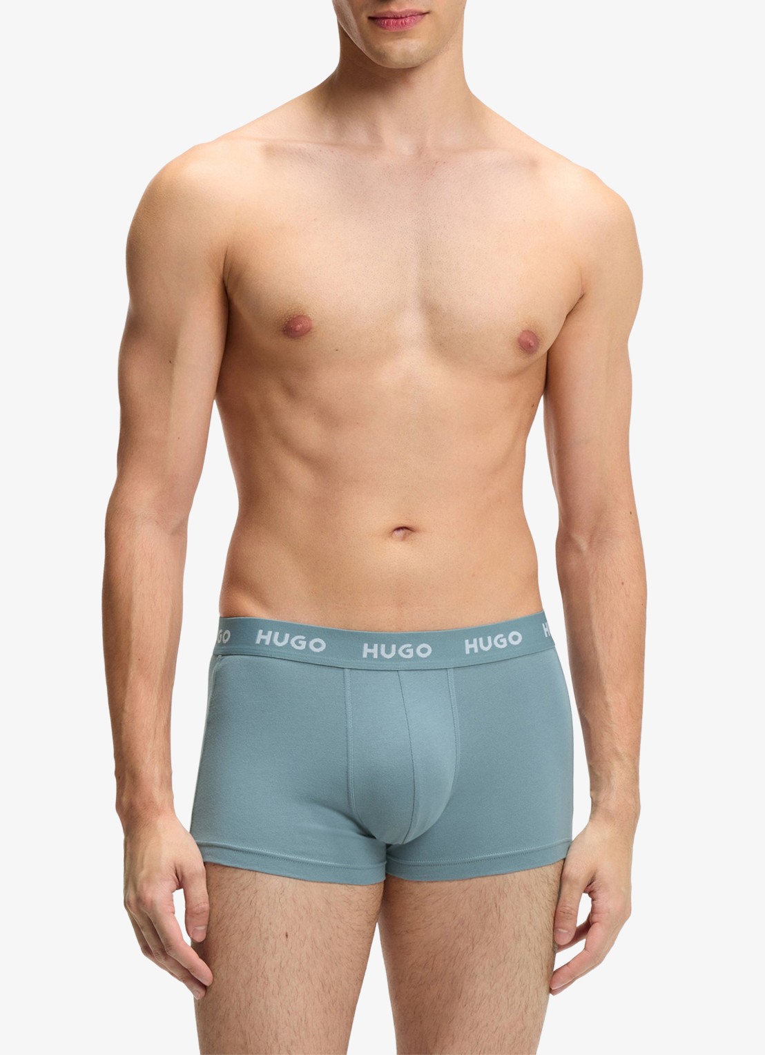 HUGO Boxershorts met logoband in 3-pack - voorkant 5 open blue-490 / blauw