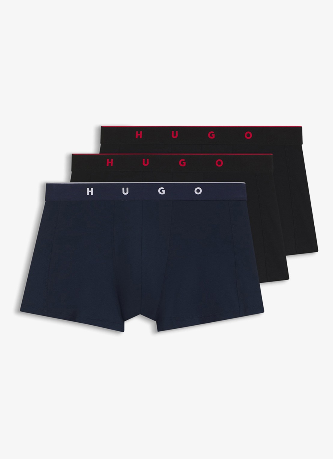 HUGO Boxershorts met logoband in 3-pack - voorkant 2 zwart