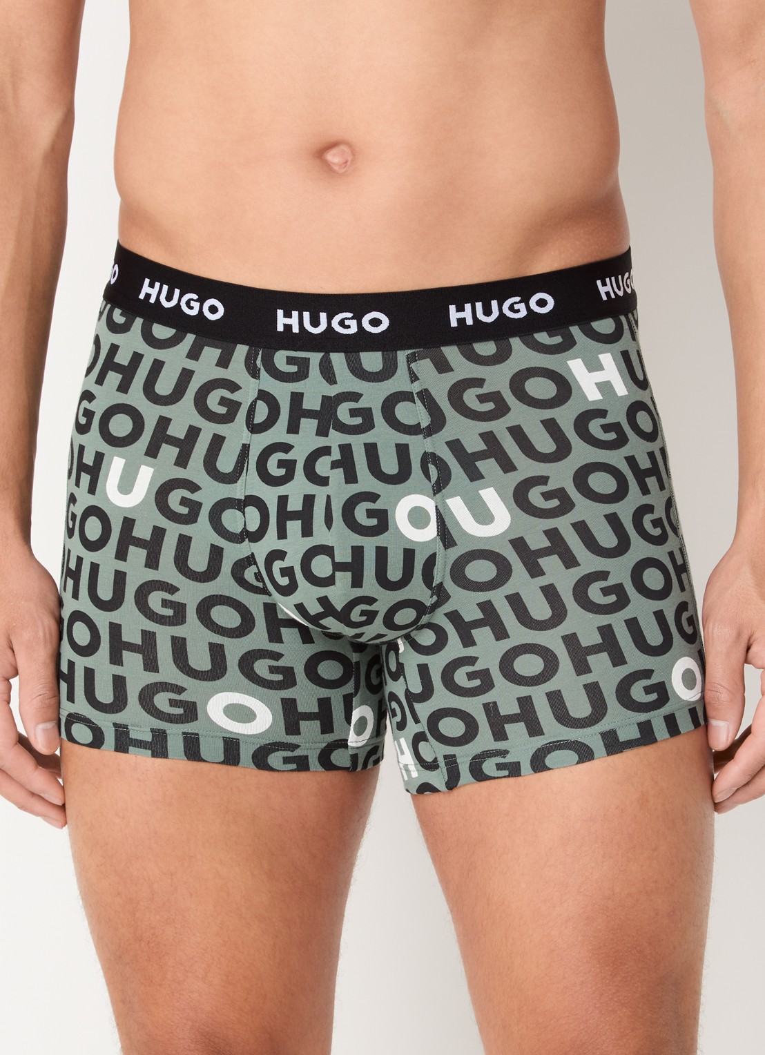 HUGO Boxershorts met logoband in 3-pack - detail olijfgroen