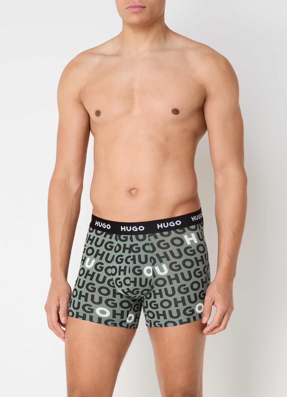 HUGO Boxershorts met logoband in 3-pack - voorkant 3 olijfgroen