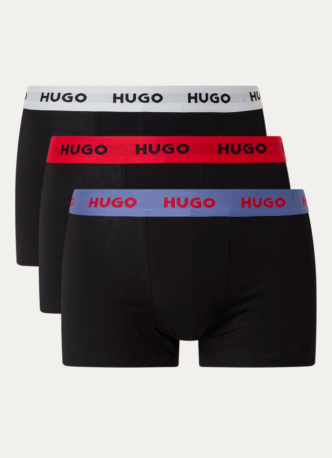 HUGO Boxershorts met logoband in 3-pack - voorkant 2 zwart