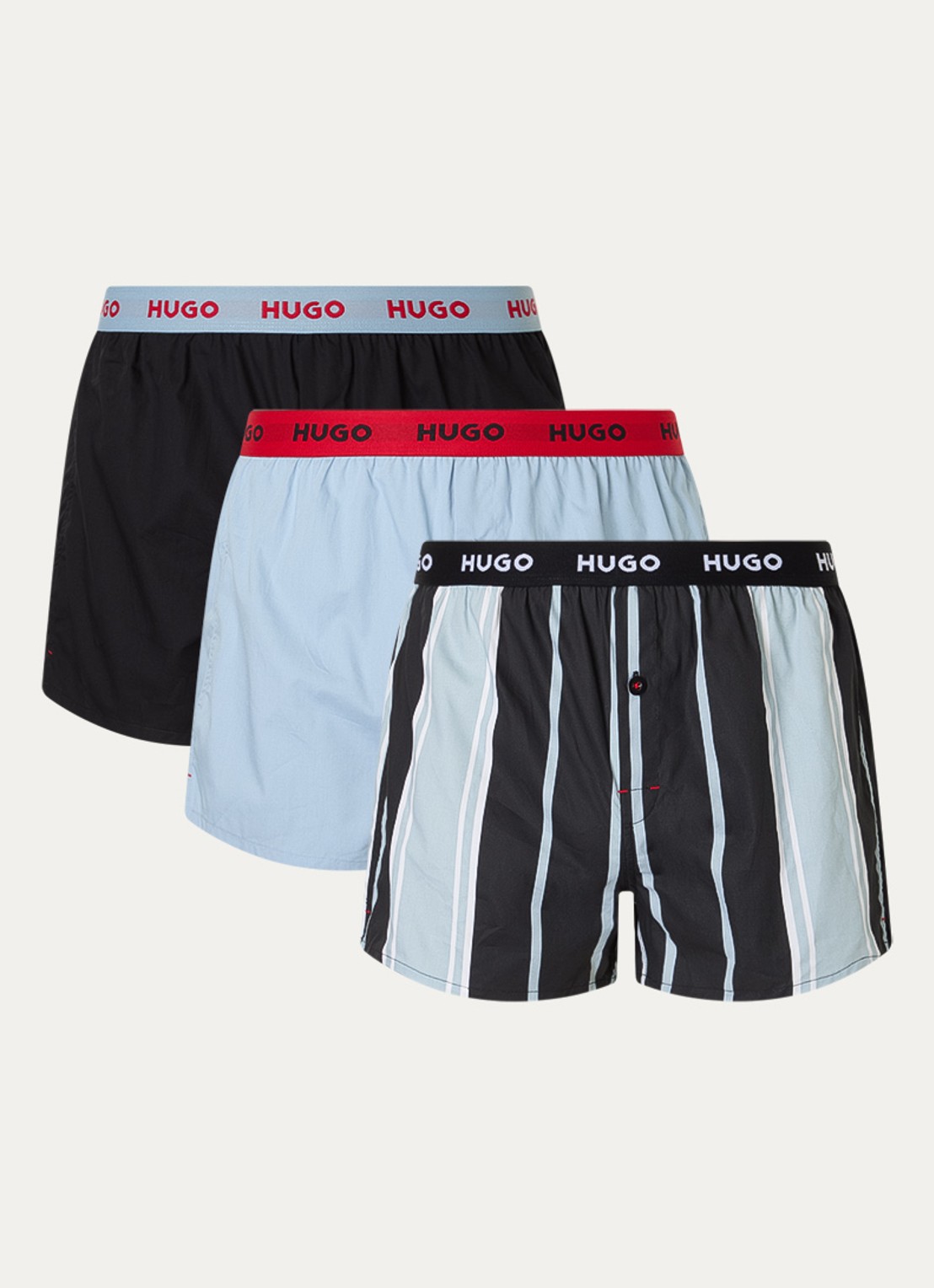 HUGO Boxershorts met logoband in 3-pack - voorkant rood