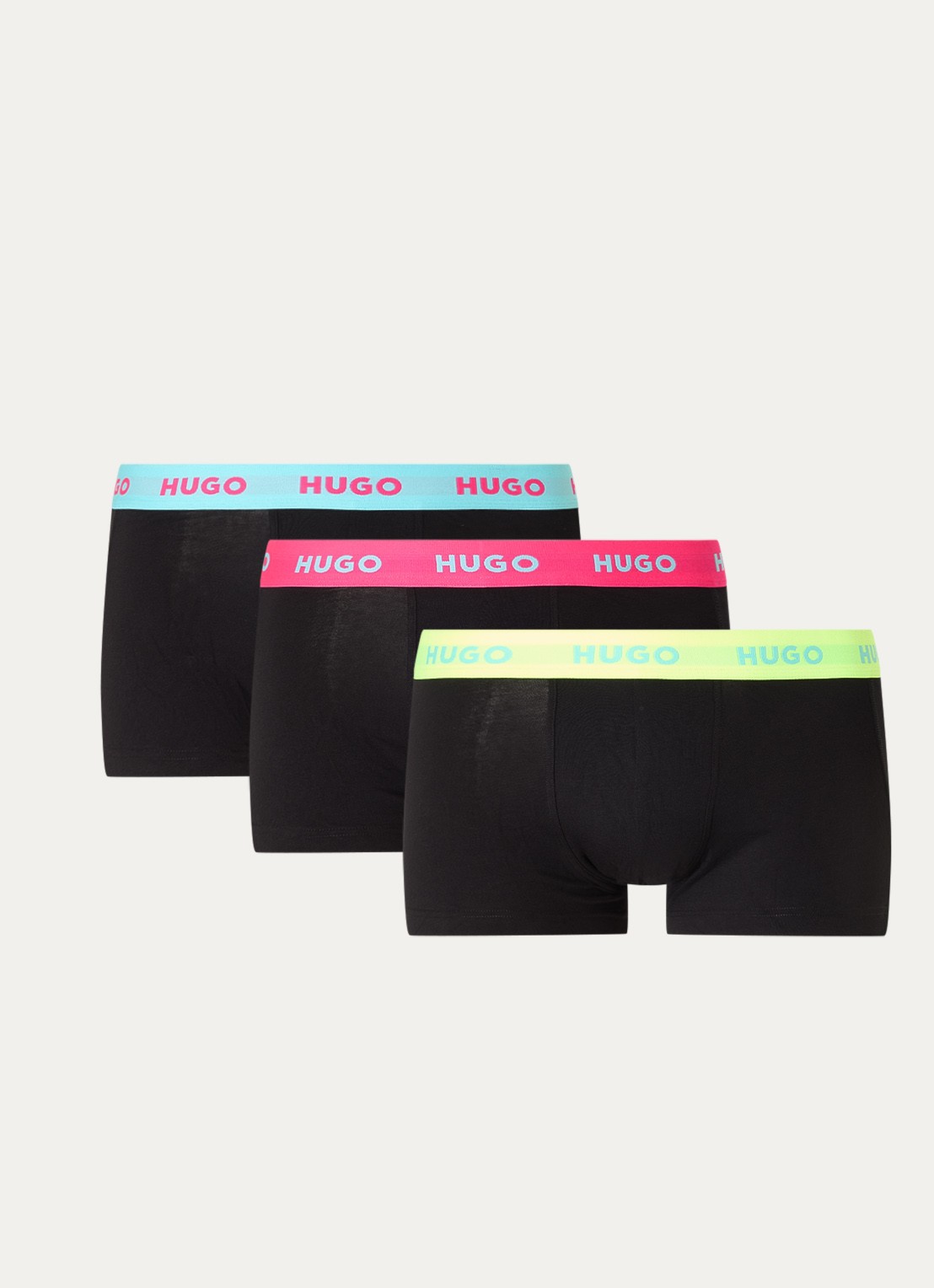 HUGO Boxershorts met logoband in 3-pack - voorkant 2 bright yellow-730 / geel