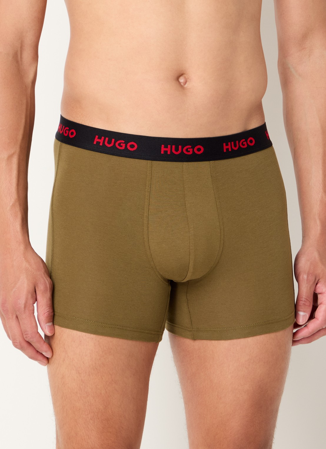 HUGO Boxershorts met logoband in 3-pack - detail 4 legergroen
