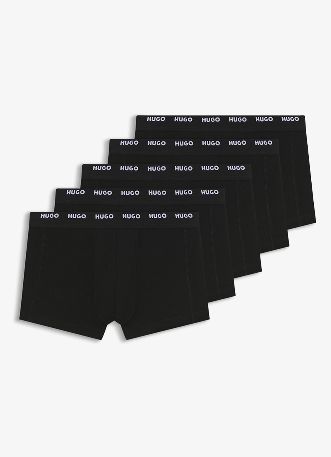 HUGO Boxershorts met logoband in 5-pack - voorkant zwart
