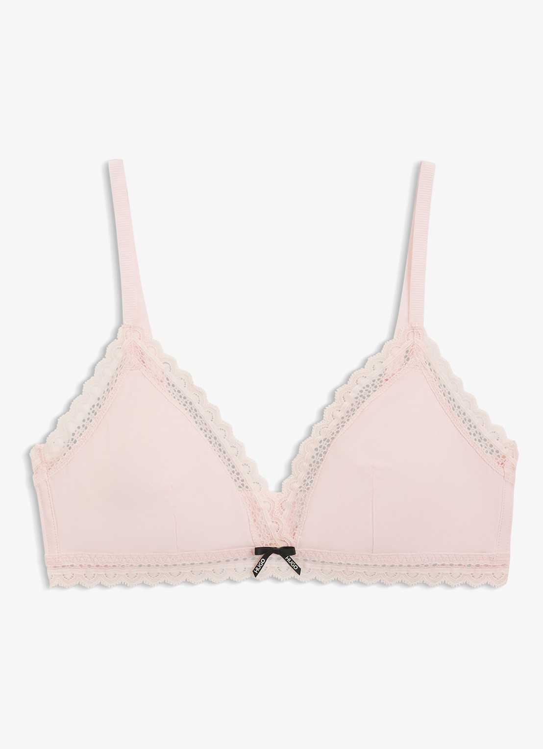 HUGO Bralette met kant - voorkant lichtroze