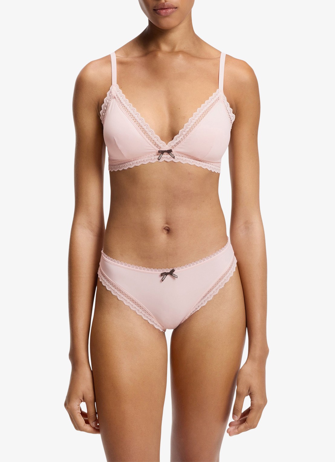 HUGO Bralette met kant - voorkant 2 lichtroze